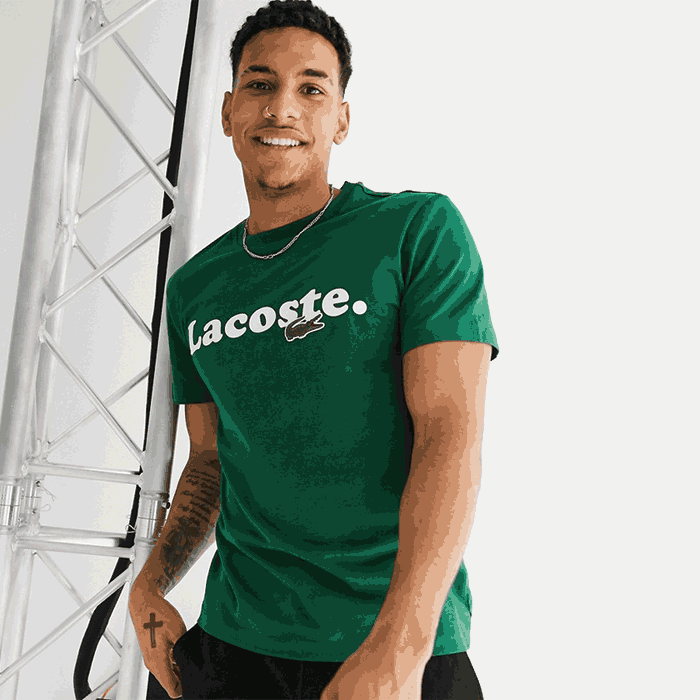 Lacoste t-shirt with large chest logo and croc in green